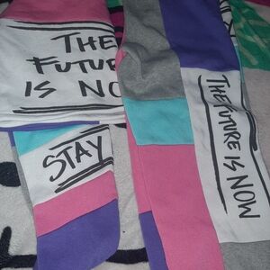 Colorblock Graphic Sweatshirt and Leggings Set - 'The Future Is Now'